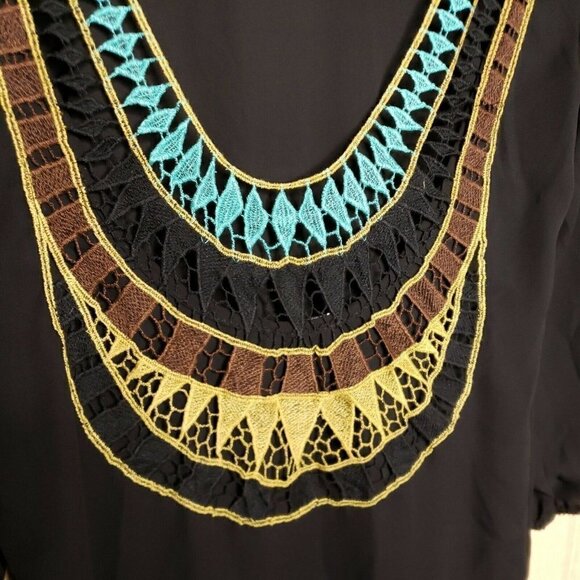 Moa Moa Womens Black Tunic With Scoop Back Crochet Knit Detail Small - Picture 3 of 4